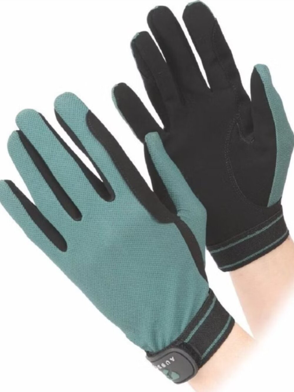 Aubrion Equestrian Riding Gloves Air FLow Mesh Green sz M Med NEW - Picture 3 of 3
